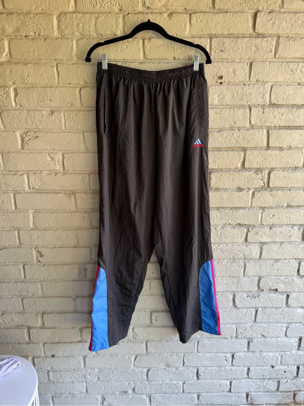 adidas Sz L preloved ski pants fully lined boot zippers pockets Black Blue Red